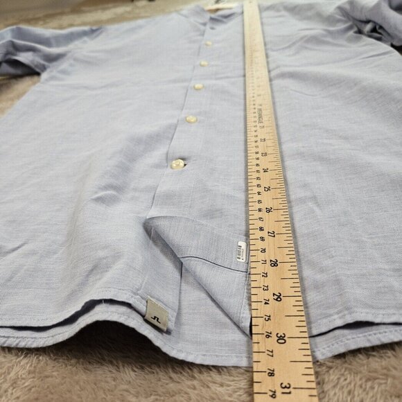 J. Lindeberg Shirt Slim Fit Mandarin Collar Light Blue Casual Men's Size M - Picture 5 of 10